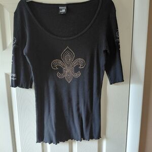 Black Embellished Women's Tee